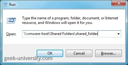 shared folder vmware host unc path