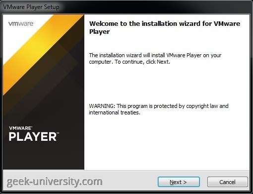 vmware player welcome