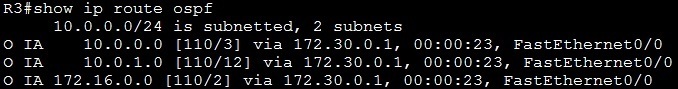 show ip route ospf without summarization