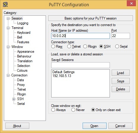 putty access router