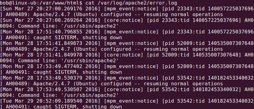 error log example 