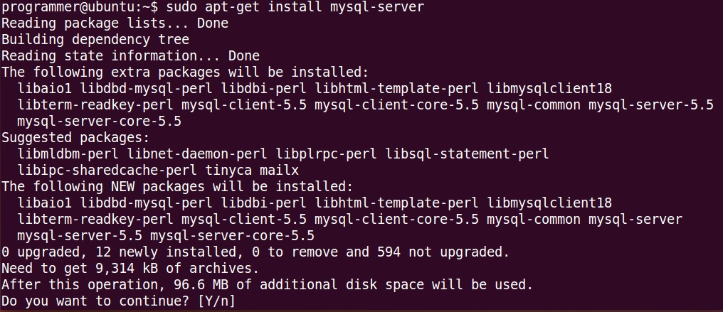 commands to install mysql in ubuntu