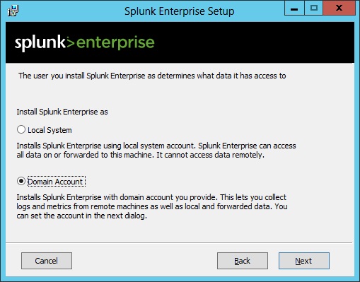 install splunk windows domain account