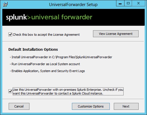 splunk universal forwarder service