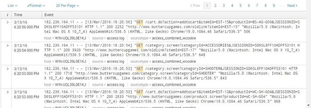 Example search | Splunk#
