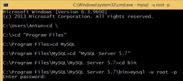 Start the command-line interface | MySQL#