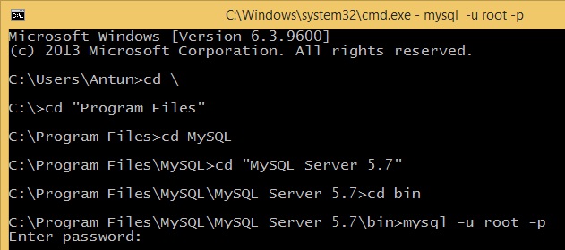 Start The Command line Interface MySQL 