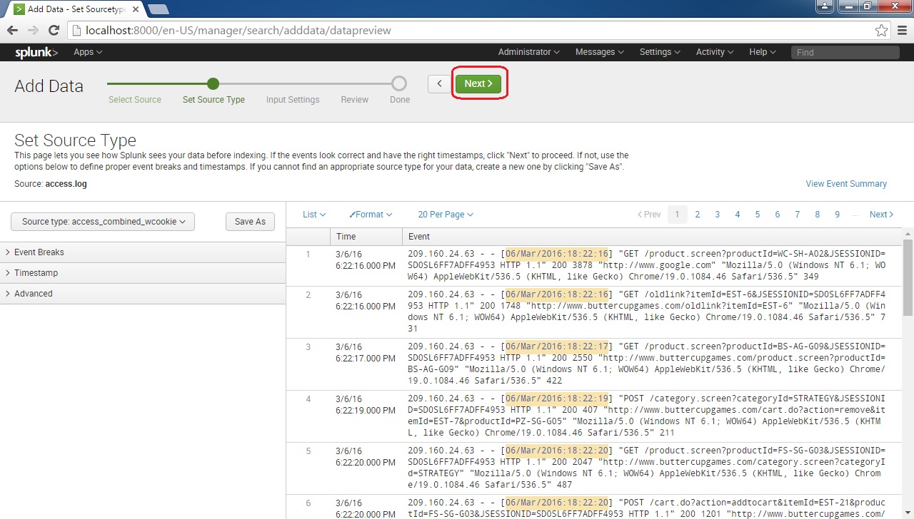 splunk add a file monitor input to an index