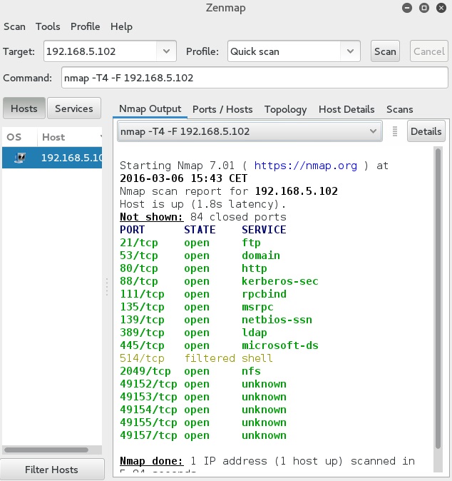 zenmap scan types