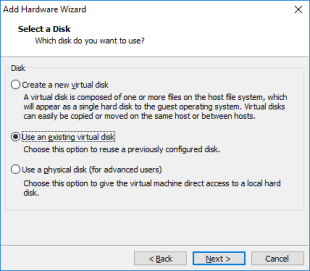 Adding an existing virtual hard disk | VMware Workstation Player#