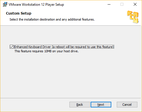 vmware player enhances keyboard driver